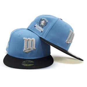 Sky Blue Minnesota Twins Black Visor Gray Bottom Bomba Squad Side Patch New Era 59Fifty Fitted