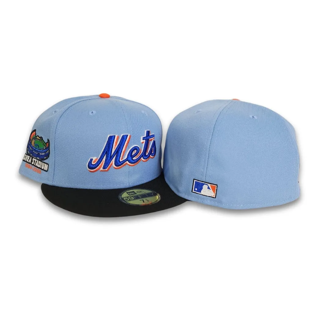 Sky Blue New York Mets Black Visor Gray Bottom Shea Stadium Side Patch New Era 59Fifty Fitted