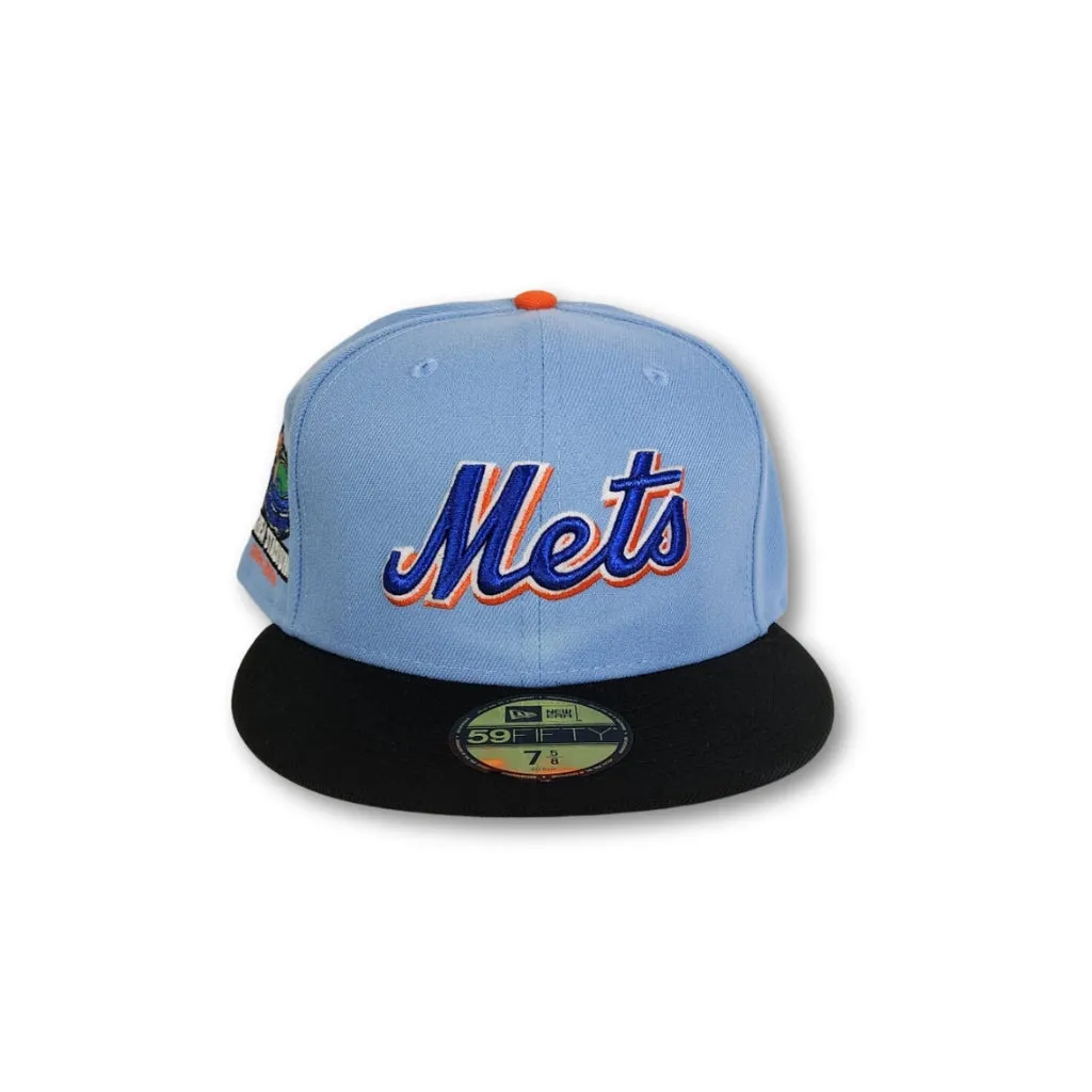 Sky Blue New York Mets Black Visor Gray Bottom Shea Stadium Side Patch New Era 59Fifty Fitted