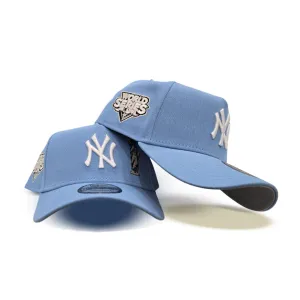 Sky Blue New York Yankees Statue Of Liberty Curved Brim Gray Bottom 2009 World Series Side Patch New Era A-Frame 9Forty Snapback