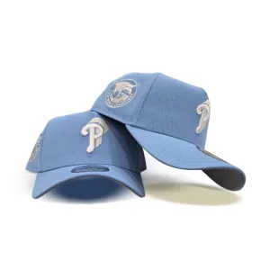 Sky Blue Philadelphia Phillies Curved Brim Gray Bottom 1980 World Series Champions Side Patch New Era A-Frame 9Forty Snapback