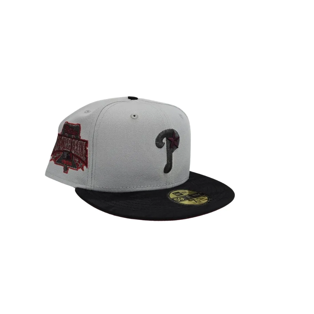 Snow Gray Philadelphia Phillies Black Camo Visor Brick Red Bottom 1996 All Star Game Side Patch New Era 59Fifty Fitted