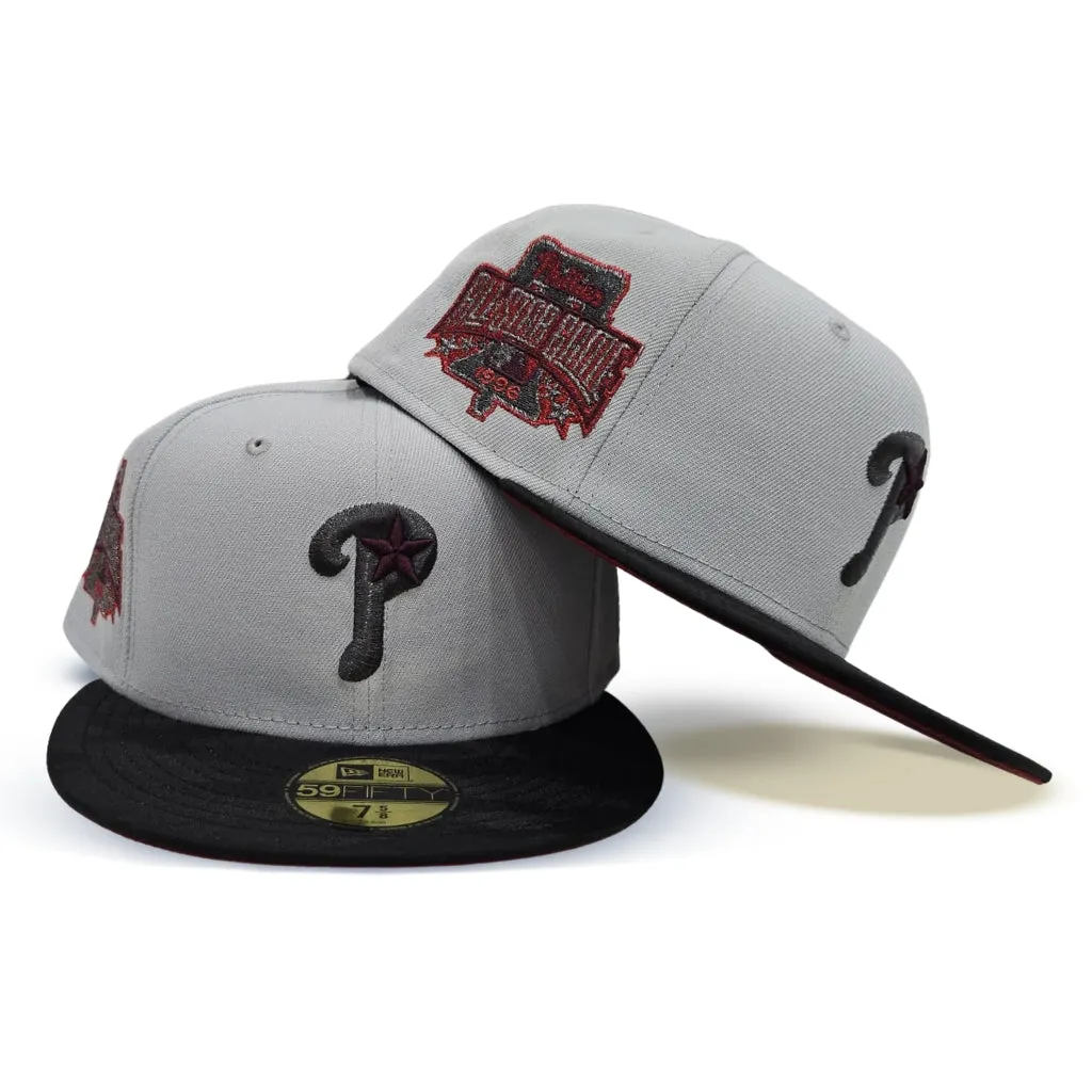 Snow Gray Philadelphia Phillies Black Camo Visor Brick Red Bottom 1996 All Star Game Side Patch New Era 59Fifty Fitted