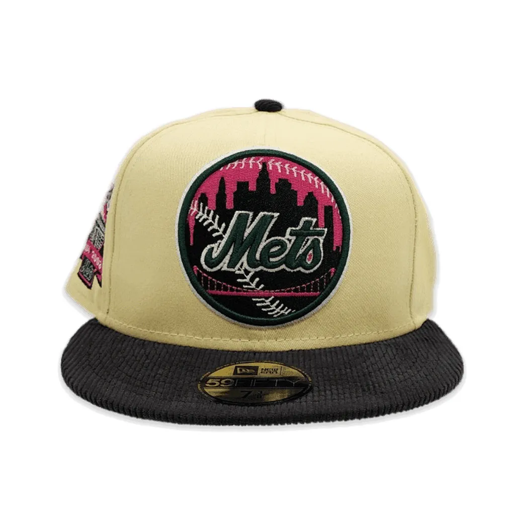 Soft Yellow New York Mets Black Corduroy Visor Gray Bottom Shea Stadium Side Patch New Era 59Fifty Fitted