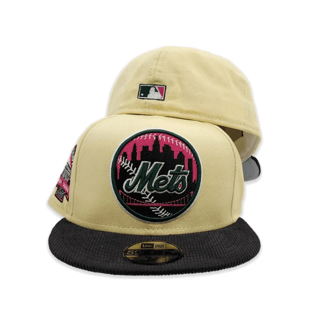 Soft Yellow New York Mets Black Corduroy Visor Gray Bottom Shea Stadium Side Patch New Era 59Fifty Fitted