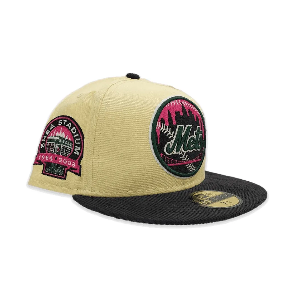 Soft Yellow New York Mets Black Corduroy Visor Gray Bottom Shea Stadium Side Patch New Era 59Fifty Fitted