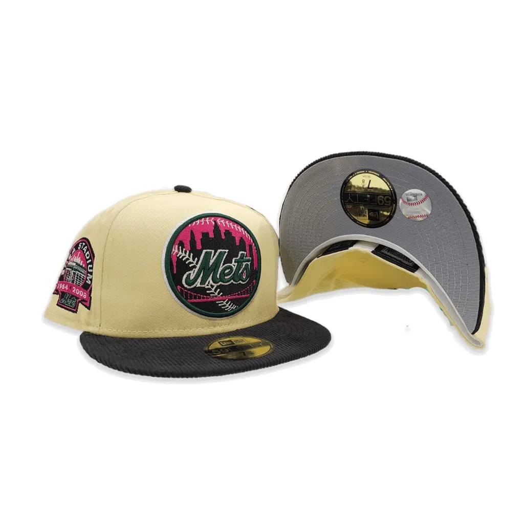 Soft Yellow New York Mets Black Corduroy Visor Gray Bottom Shea Stadium Side Patch New Era 59Fifty Fitted