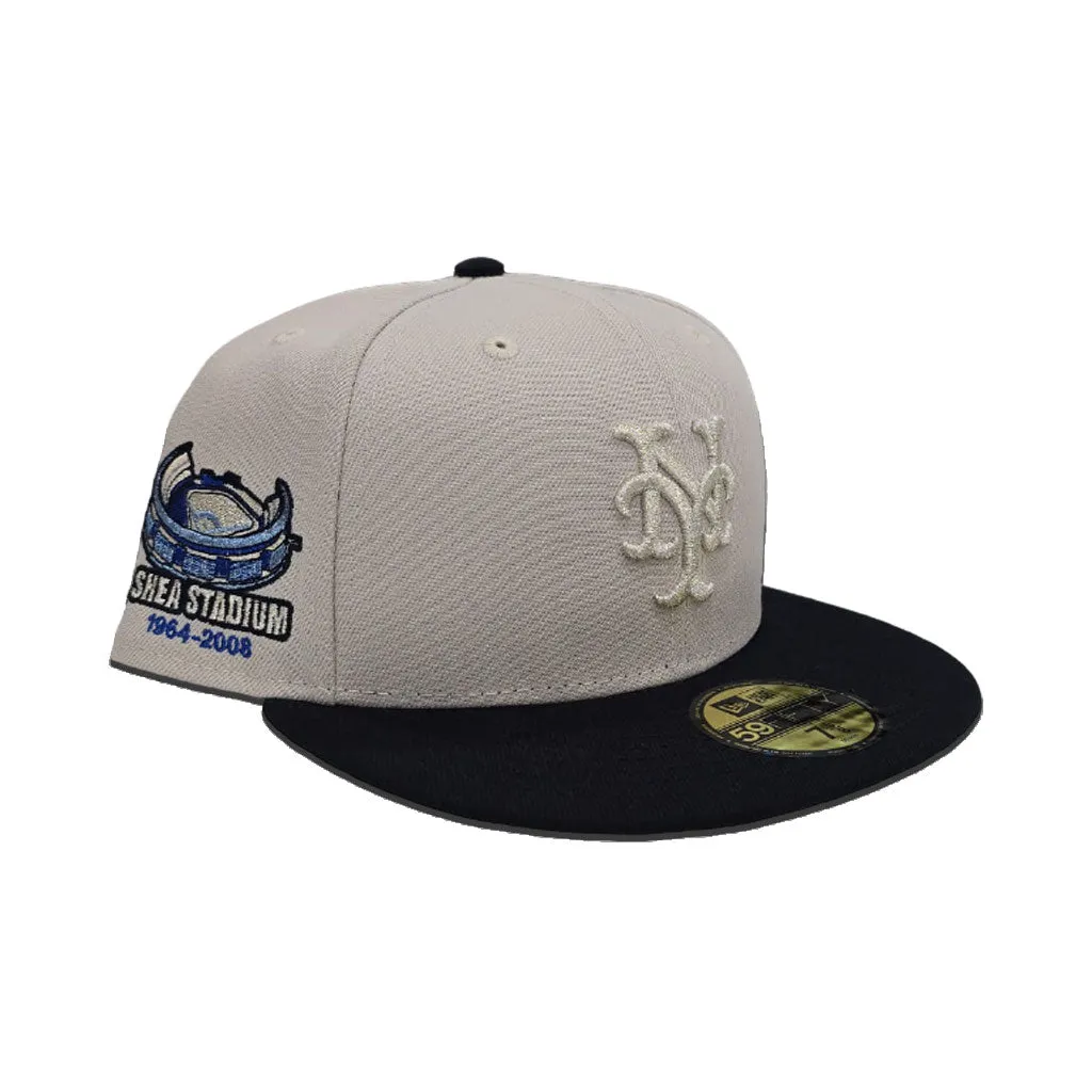 Stone New York Mets Navy Blue Visor Gray Bottom Shea Stadium Side Patch New Era 59Fifty Fitted
