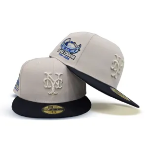 Stone New York Mets Navy Blue Visor Gray Bottom Shea Stadium Side Patch New Era 59Fifty Fitted