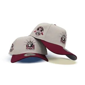 Stone New York Rangers Burgundy Curved Brim Gray Bottom 85th Anniversary Side Patch New Era 9Forty A-Frame Snapback