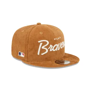 Tan Atlanta Braves Corduroy Script Green Bottom New Era 9Fifty Snapback