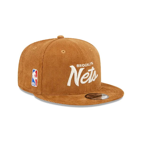 Tan Brooklyn Nets Corduroy Script Green Bottom New Era 9Fifty Snapback