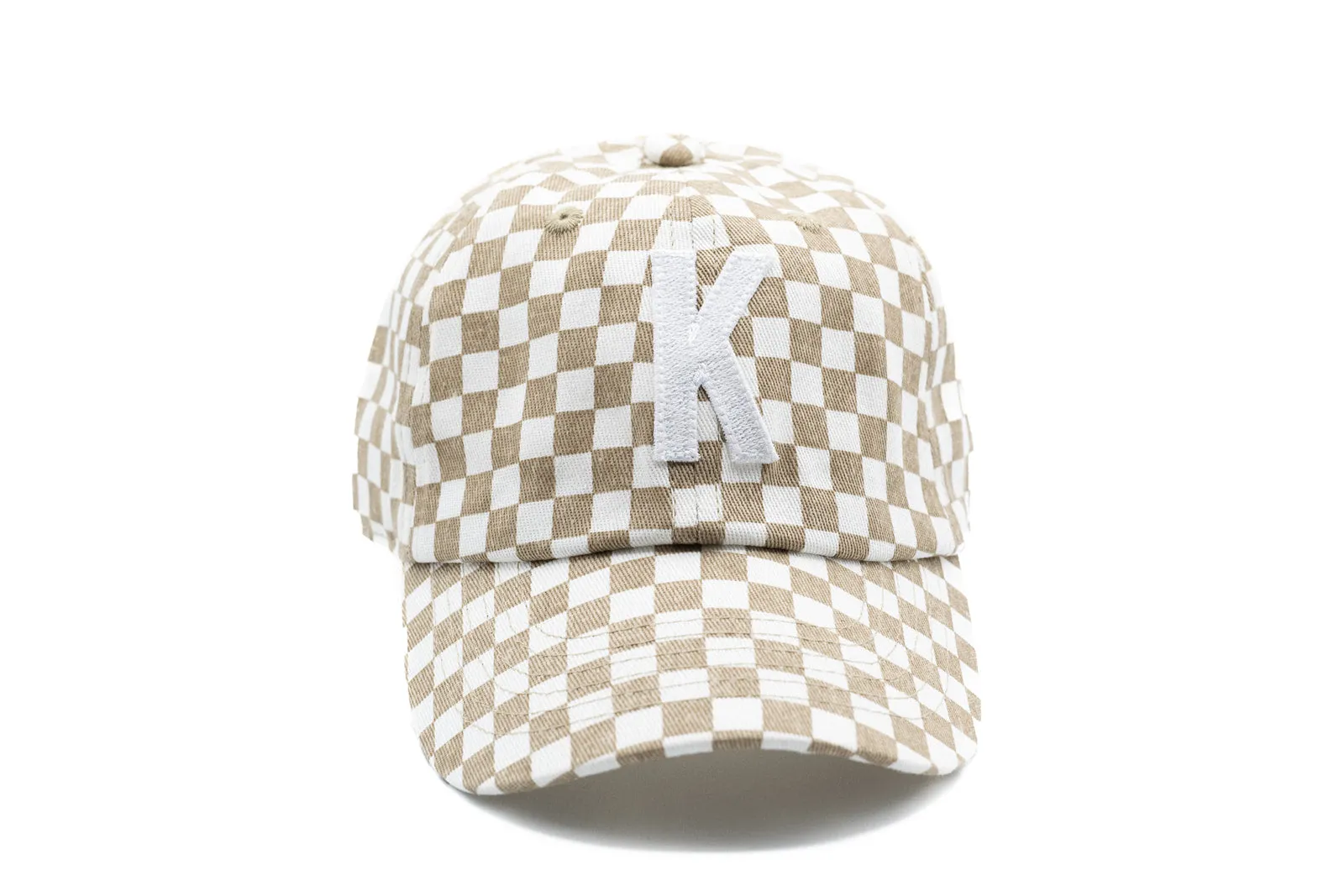Tan Checker Letter Baseball Hat