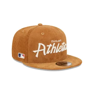 Tan Oakland Athletics Corduroy Script Green Bottom New Era 9Fifty Snapback