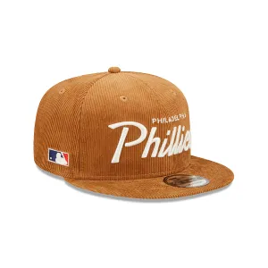 Tan Philadelphia Phillies Corduroy Script Green Bottom New Era 9Fifty Snapback