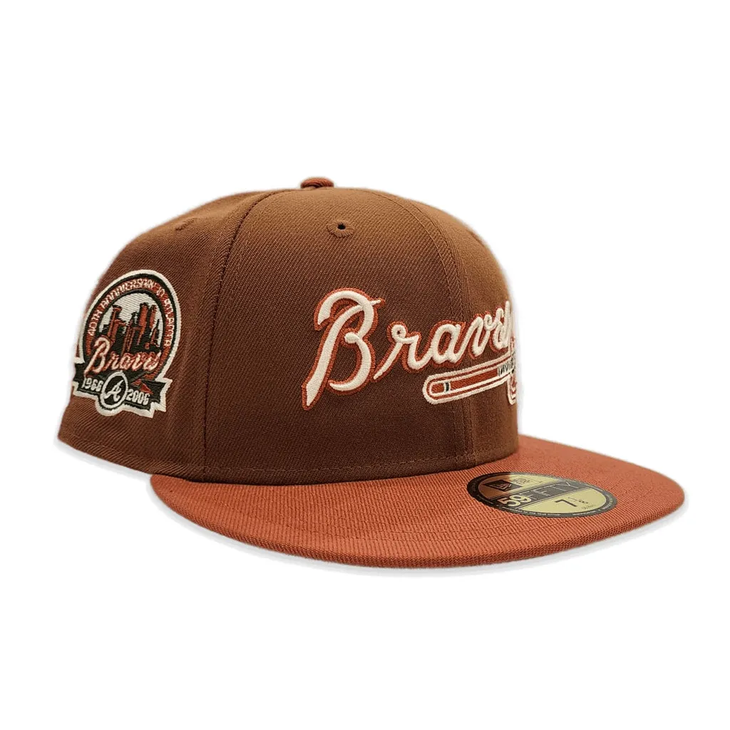 Toast Atlanta Braves Rust Visor Gray Bottom 40th Anniversary Side Patch New Era 59Fifty Fitted