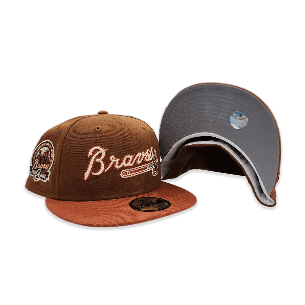 Toast Atlanta Braves Rust Visor Gray Bottom 40th Anniversary Side Patch New Era 59Fifty Fitted
