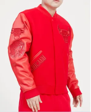 Triple Red Chicago Bulls Pro Standard Logo Mashup Wool Varsity Heavy Jacket