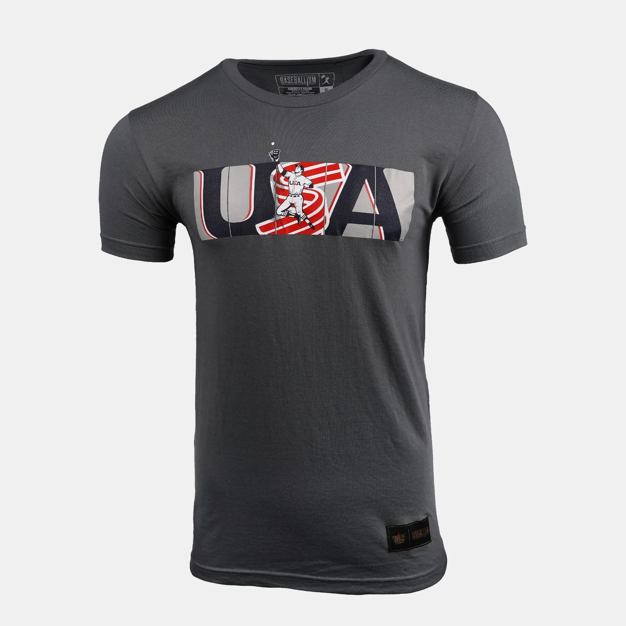 USA x Baseballism Grey Outfield Fence Tee