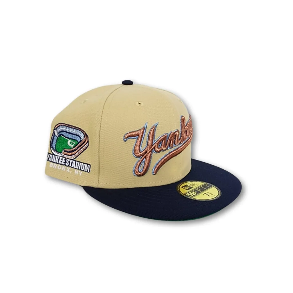 Vegas Gold New York Yankees Navy Blue Visor Green Bottom Yankee Stadium Side Patch New Era 59Fifty Fitted