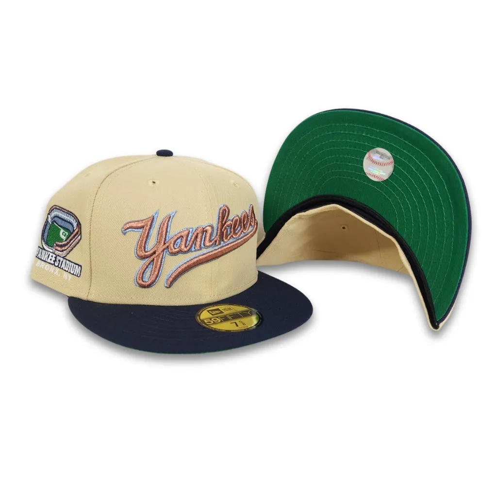 Vegas Gold New York Yankees Navy Blue Visor Green Bottom Yankee Stadium Side Patch New Era 59Fifty Fitted