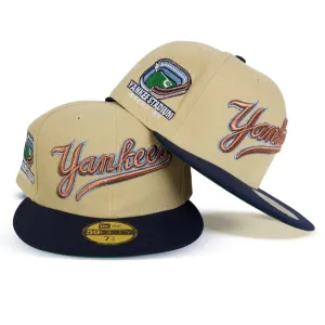 Vegas Gold New York Yankees Navy Blue Visor Green Bottom Yankee Stadium Side Patch New Era 59Fifty Fitted