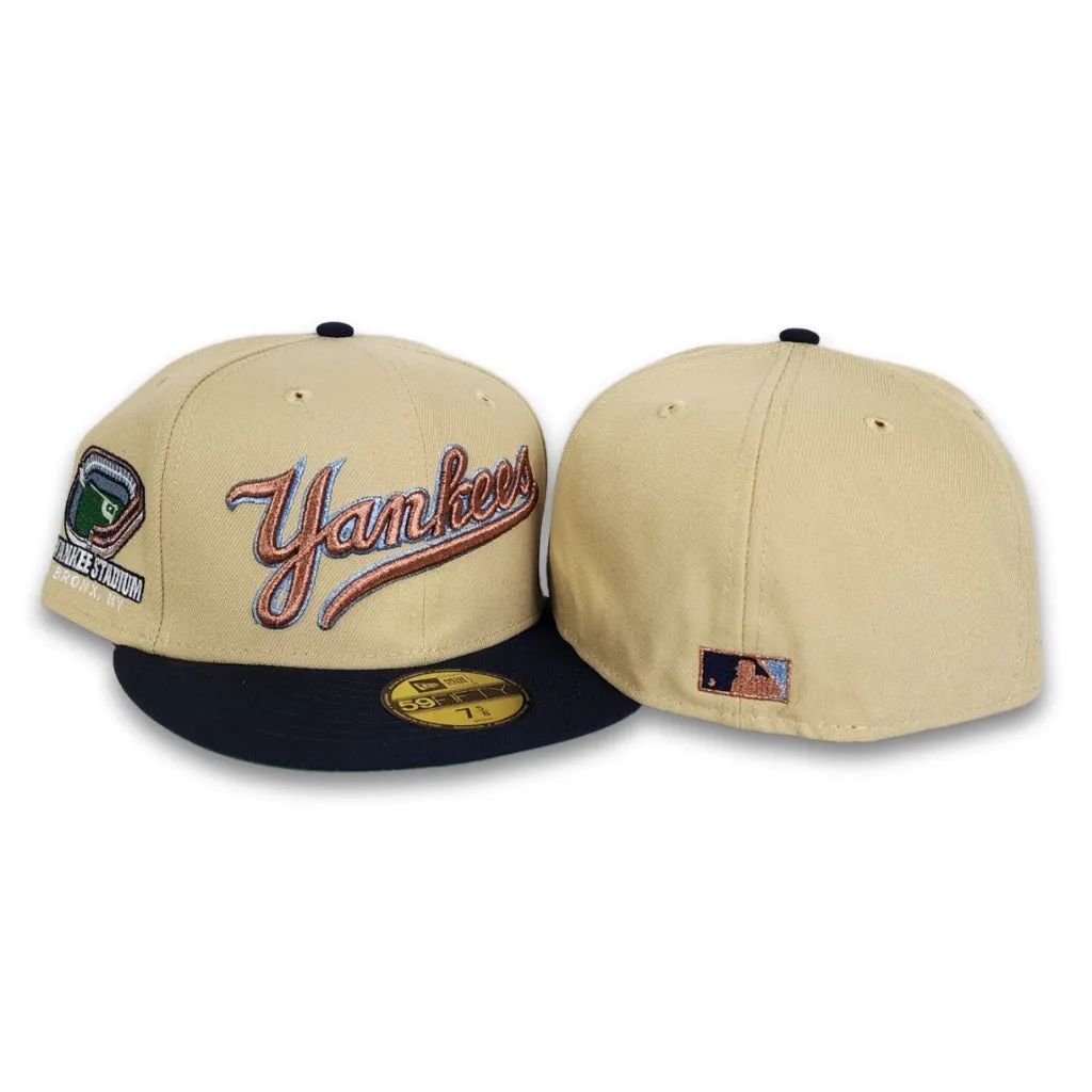 Vegas Gold New York Yankees Navy Blue Visor Green Bottom Yankee Stadium Side Patch New Era 59Fifty Fitted