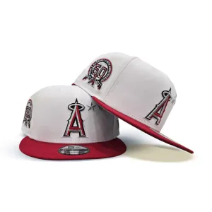 White 3 Stars Los Angeles Angels Red Visor Gray Bottom 50th Anniversary Side Patch New Era 9Fifty Snapback