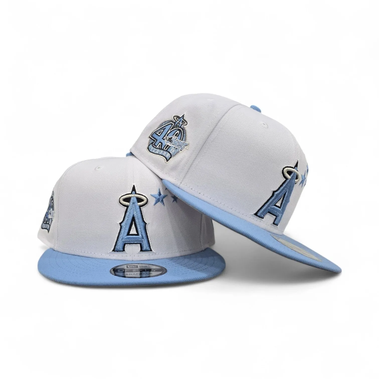 White 3 Stars Los Angeles Angels Sky Blue Visor Gray Bottom 40th Season Side Patch New Era 9Fifty Snapback