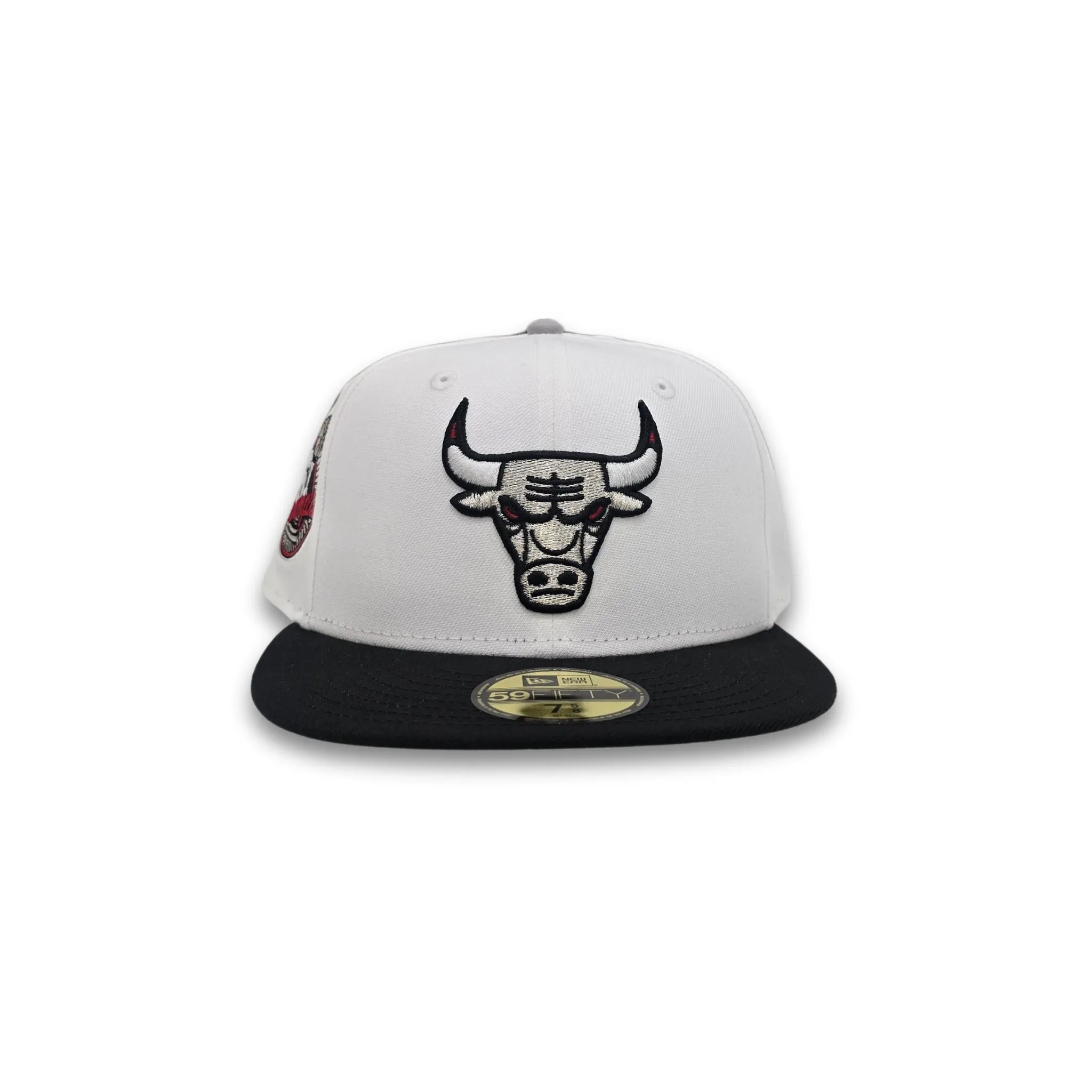 White Chicago Bulls "Jordan 4 Cement" Black Visor Gray Bottom 6X Champions Side Patch New Era 59Fifty Fitted
