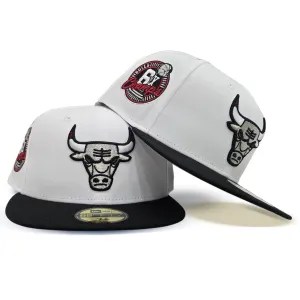 White Chicago Bulls "Jordan 4 Cement" Black Visor Gray Bottom 6X Champions Side Patch New Era 59Fifty Fitted