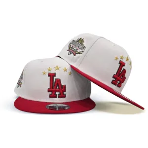White Five Stars Los Angeles Dodgers Red Visor Gray Bottom 40th Anniversary Side Patch New Era 9Fifty Snapback