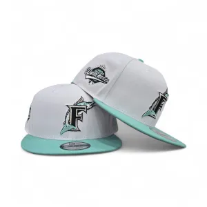 White Florida Marlins Mint Green Visor Gray Bottom 1997 World Series Side Patch New Era 9Fifty Snapback