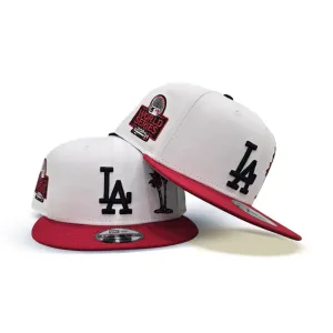 White Los Angeles Dodgers Palm Tree Red Visor Gray Bottom 2024 World Series Champions Side Patch New Era 9Fifty Snapback