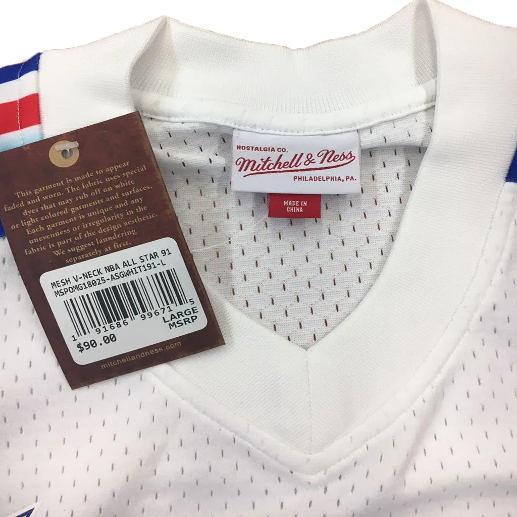 White NBA All Star Mitchell & Ness 1991 Mesh V-Neck Jersey
