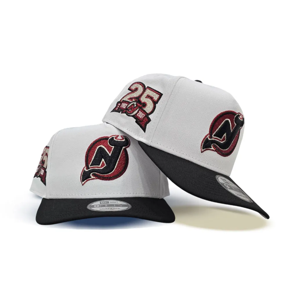 White New Jersey Devils Black Curved Brim Gray Bottom 25th Anniversary Side Patch New Era A-Frame 9Fifty Snapback