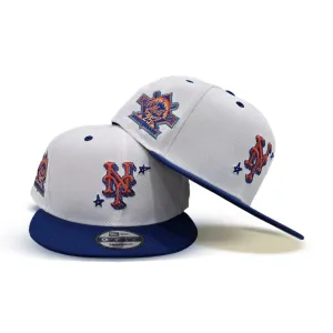 White New York Mets Official Doodle Royal Blue Visor Gray Bottom 25th Anniversary Side Patch 9Fifty Snapback