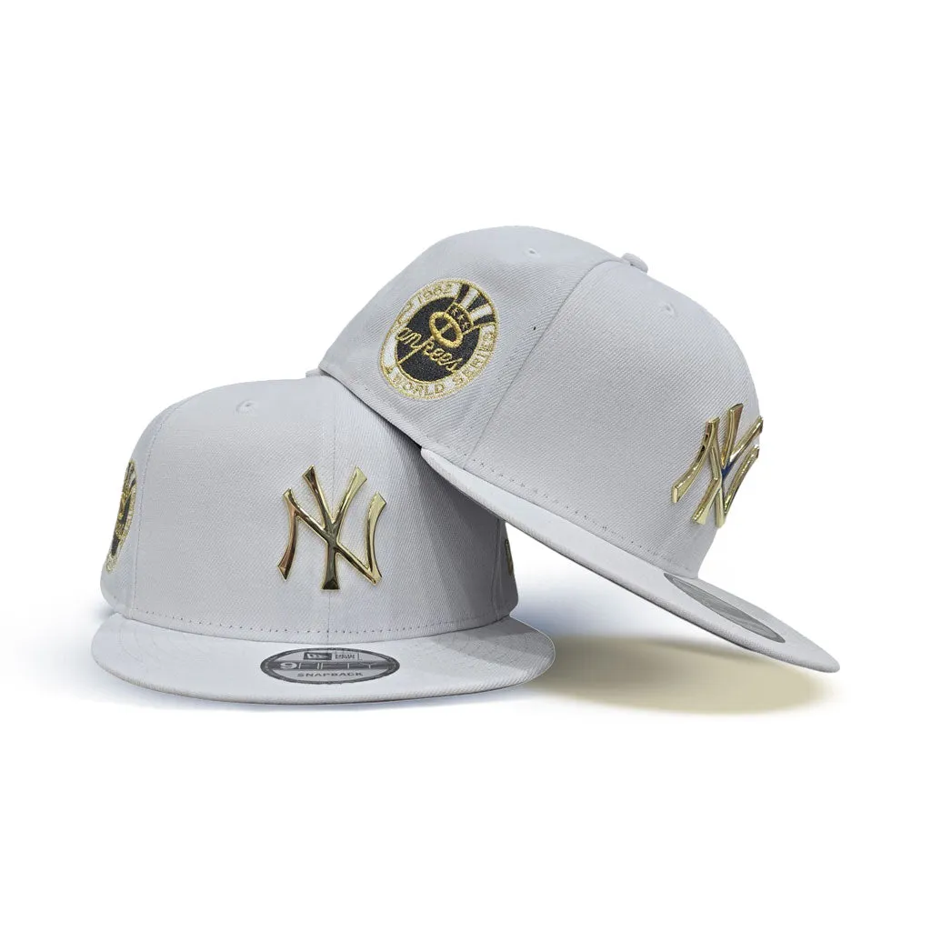 White New York Yankees Gold Metal Badge Gray Bottom 1962 World Series Side Patch New Era 9Fifty Snapback