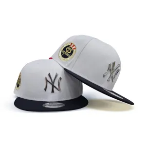 White New York Yankees Silver Metal Badge Navy Blue Visor Gray Bottom 1962 World Series Side Patch New Era 9Fifty Snapback