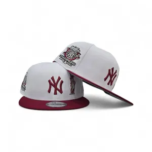 White New York Yankees Statue of Liberty Burgundy Visor Gray Bottom 2000 World Series Champions Side Patch New Era 9Fifty Snapback