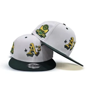 White Oakland Athletics Official Doodle Green Visor Gray Bottom 40th Anniversary Side Patch 9Fifty Snapback