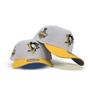 White Pittsburgh Penguin Yellow Curved Brim Gray Bottom 2009 Stanley Cup Side Patch New Era 9Forty A-Frame Snapback