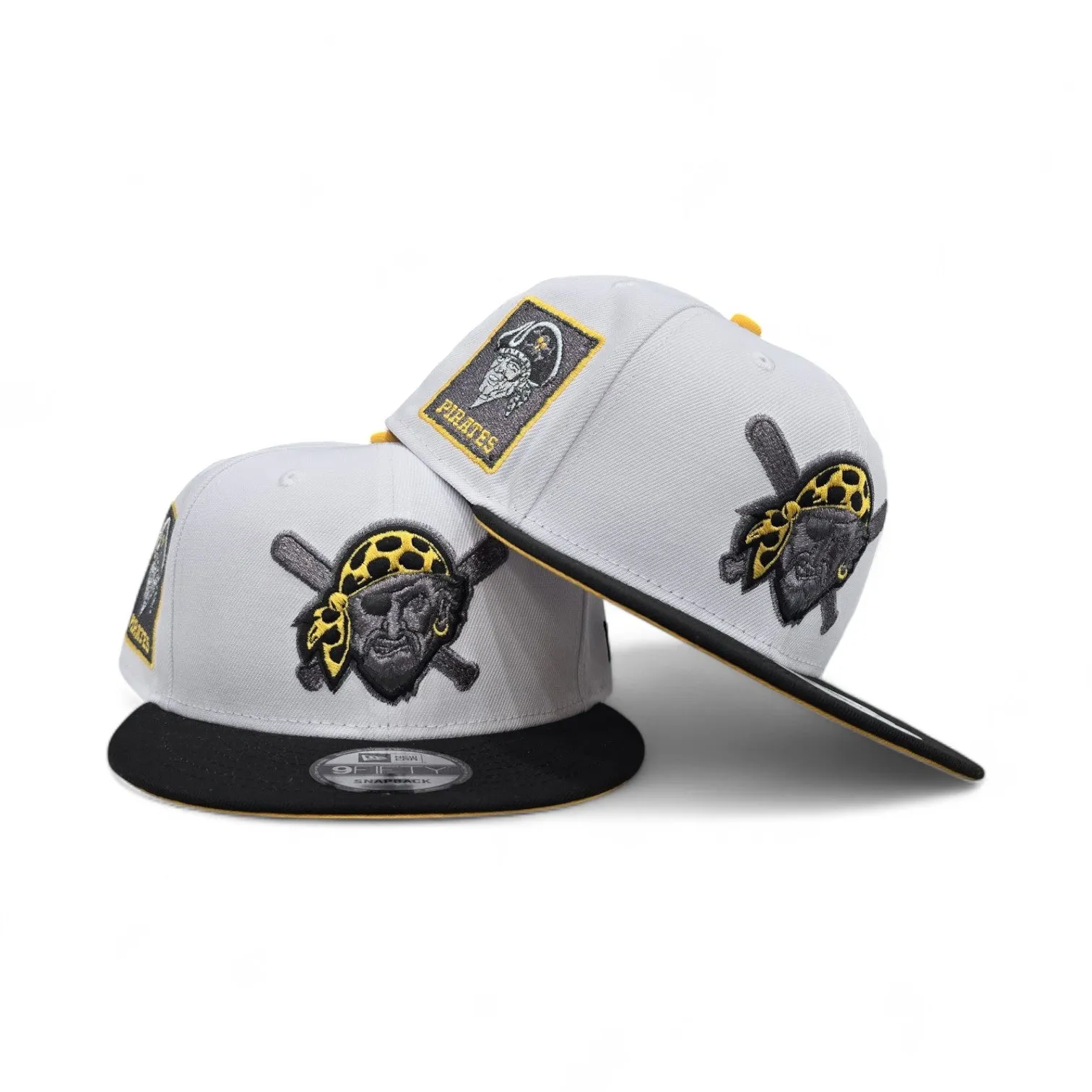 White Pittsburgh Pirates Black Visor Yellow Bottom Pirates Side Patch New Era 9Fifty Snapback