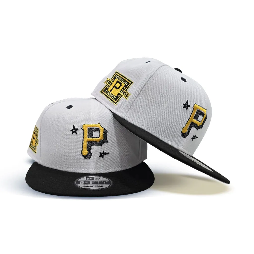 White Pittsburgh Pirates Official Doodle Black Visor Gray Bottom 1960 Side Patch 9Fifty Snapback
