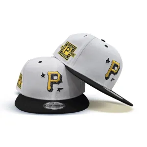 White Pittsburgh Pirates Official Doodle Black Visor Gray Bottom 1960 Side Patch 9Fifty Snapback