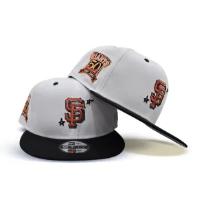 White San Francisco Giants Official Doodle Black Visor Gray Bottom 50th Anniversary Side Patch 9Fifty Snapback