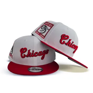 White Script Chicago White Sox Red Visor Gray Bottom 95 Years Side Patch New Era 9Fifty Snapback