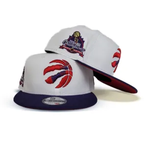 White Toronto Traptors Purple Visor Red Bottom 2019 Champions Side Patch New Era 9Fifty Snapback