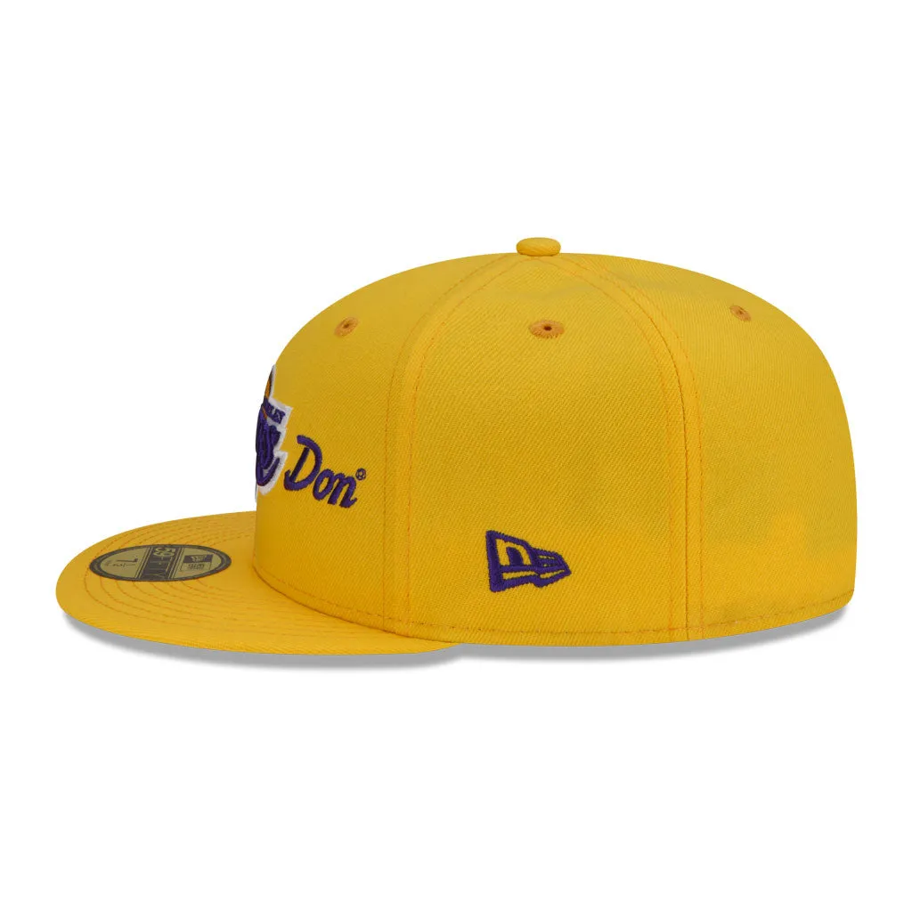 Yellow Los Angeles Lakers Gray Bottom New Era X Just Don New Era 59FIFTY Fitted