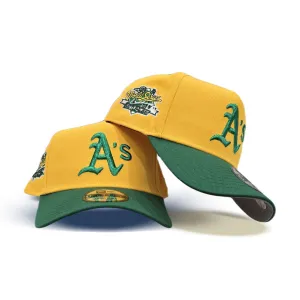 Yellow Oakland Athletics Kelly Green Curved Brim Gray Bottom 1989 Battle Of The Bay Side Patch New Era 9Forty